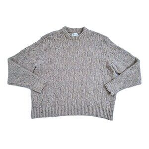 American Eagle Men's XL Fisherman Knit Sweater Chunky Cable Ivory Oatmeal